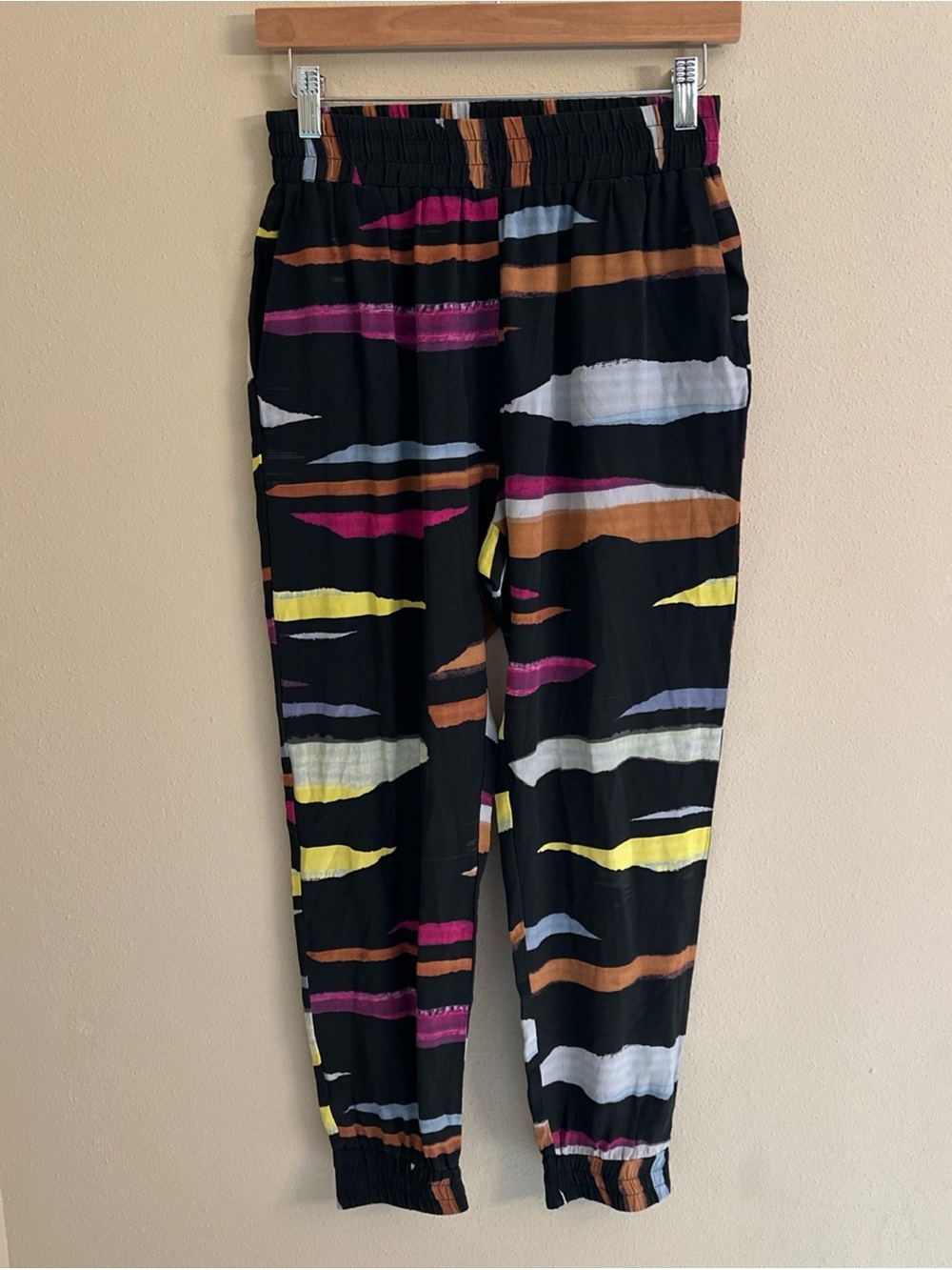 Tucker Pants Size Small Multicolor Stripes Semi Sheer Tapered Ankle Designer